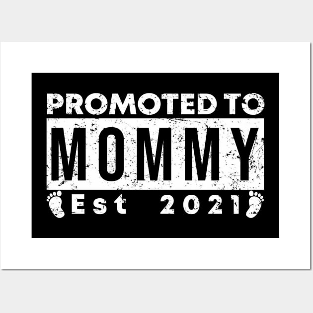 Vintage Promoted to Mommy 2021 new Mom gift mommy Wall Art by Abko90